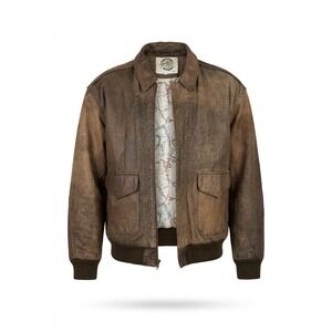 G3 Global Identity Leather Bomber Jacket Men's XL Brown WWII Normandy Invasion